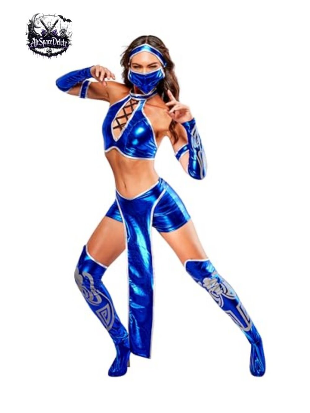 Mortal Kombat Kitana Costume Top Shorts Apron Mask Armbands Cosplay
